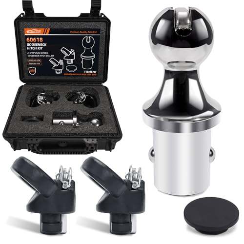 60618 Gooseneck Hitch Ball Kit Compatible with 2013-2024 Dodge Ram 2500 3500,2-5/16 Inch Gooseneck Ball for Truck Bed Safety Chain Anchors | 30000 lbs(Includes Box)