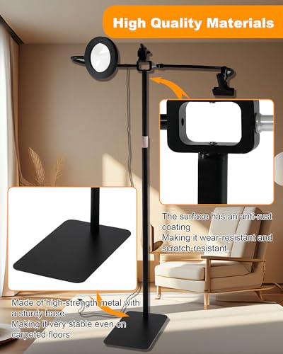 Support de cercle réglable pour point d'aiguille rotatif avec loupe et éclairage LED