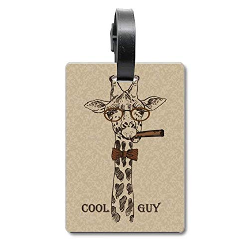 Étiquette valise girafe marron anti-perte pour identifier rapidement un bagage de voyage