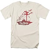 The Birds Alfred Hitchcock Power Lines Adult Movie T-Shirt Tee Beige