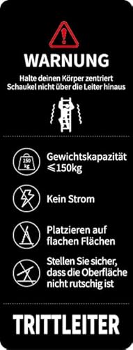 ATTESTIERER Trittleiter 3 Stufen klappbar,150 kg Kapazität mit Anti-Rutsch-Pedal,Tragbarer Tritthocker aus Alu,einfach zu verstauen,Innen- und Außenbereich, ästhetisches Aussehen,Weiß Holz Look