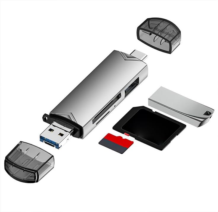 6in1 USB Card Reader Hub, Multi-Port Adapter with Memory Card Slots, Silver Metallic Finish (1 Year Warranty)-picture-57