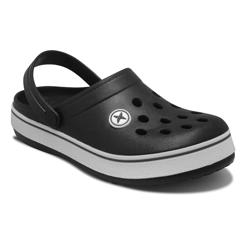 HAUX Men's Classic Casual Clogs, Sports Walking | Casual with Classic Clogs, Flexibility Technology Slipper for Men's & Boy's Clogs That Match Your Style (Black, UK Footwear Size System, Adult, Men, Numeric, Medium, 10)