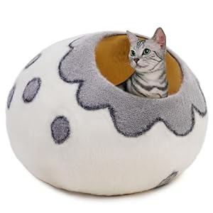 Premium Felt Cat Cave Bed – Wool Kitty Beds Handcrafted Kitten Caves Bed for Indoor Cats – Made from 100% Eco-Friendly Merino Wool, Foldable Cat Hidewawy Covered Cat House Pod (Flower Collar)