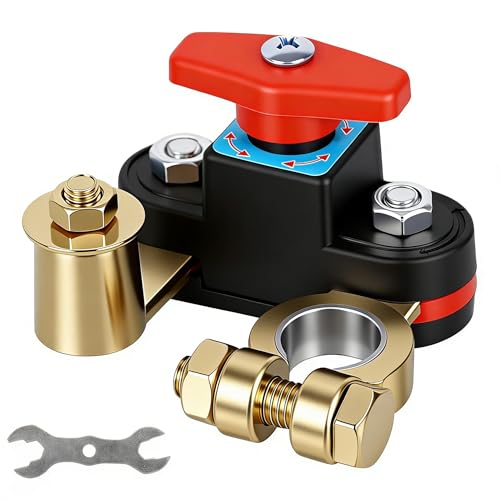 Batterietrennschalter 12V 24V Batterie Trennschalter Einstellbar Aus Reinem Kupfer Battery Disconnect Switch Kill Switch Battery Isolator Power Cut-off Switch für Auto LKW Boot ATV Motorrad