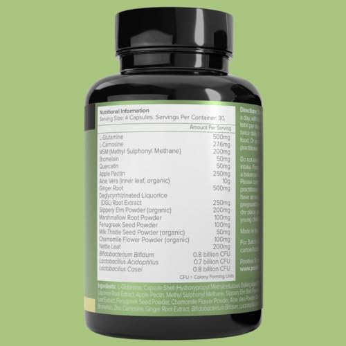 Gut Health Capsules with Probiotics, Prebiotics, Digestive Enzymes, Lactobacillus & Soothing Herbs - Vegan Gut Cleanse, Repair & Detox Supplement for Digestion - 120 Capsules, 30 Day Supply