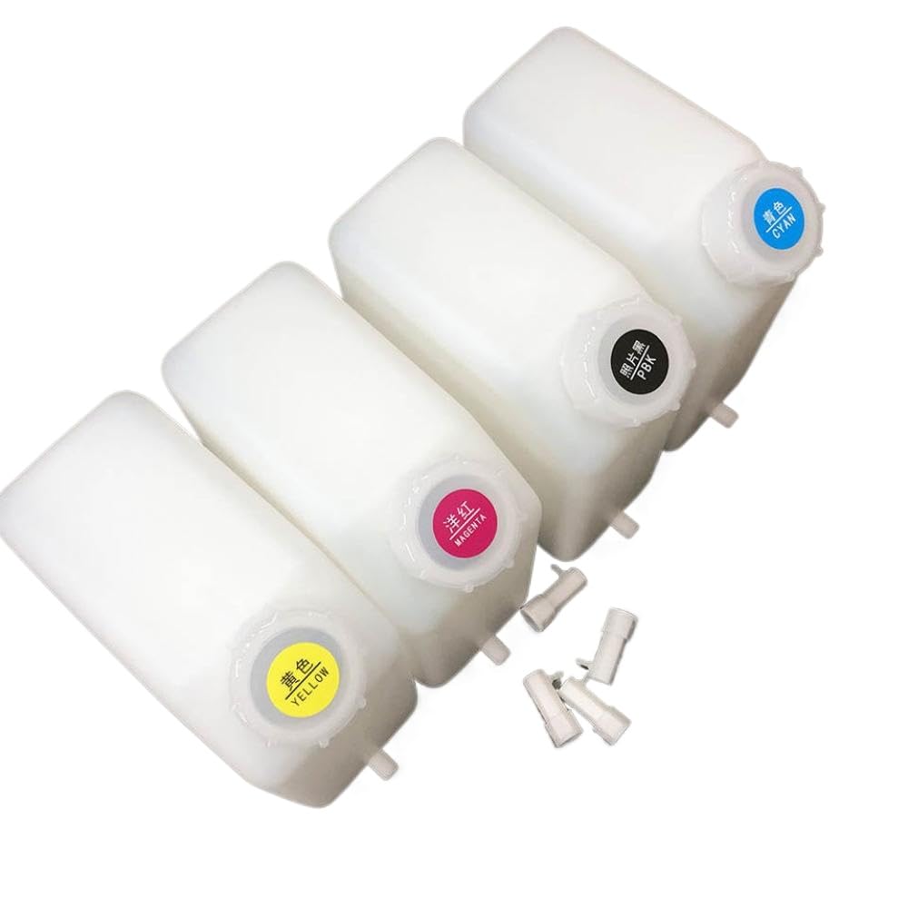 Bouteille d'encre 4 Couleurs Compatible avec système d'encre en Vrac, Compatible avec Tous Les réservoirs d'encre d'imprimante Format Roland Mutoh Mimaki(1L)