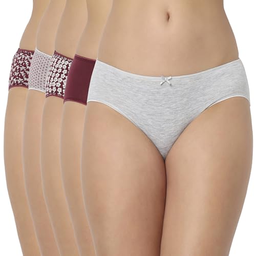 Image of juliet Cotton Hipster Premium Panties Set of 5 Full Coverage Stretchable Fabric
