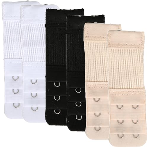 Image of Bra Strap Extenders, Women Elastic Extensions Bra Extender Set, 6 Piece,Skin,White,Black