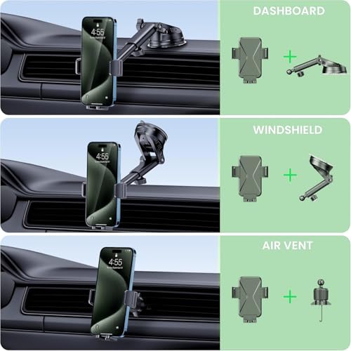 Image of Secure Air Vent Car Phone Mount: 360 Rotatable Universal Holder, Hands-Free Smartphone Cradle for Safe Driving