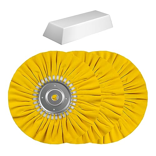 SALI Airway Buffing Wheel Kit 10 Inch Polishing Wheel Diameter 5/8' in Arbor Hole 12 Ply for Angle Grinder with Buffing Compound Kit Used On Angle Grinder for Metal, Car, Wood, Plastic