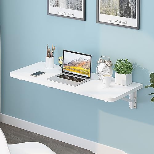 Bureau mural pliable blanc 60x40 cm avec abattant gain de place