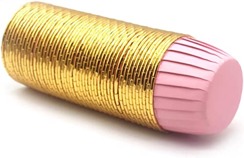 Image of Jubilant 50 Pcs Cupcake Liners, Aluminum Foil Paper Muffin Liners, Gold Cupcake Baking Cups, Disposable Little Baking Cups for Party Wedding Festival (Pink) (Pink, 50)