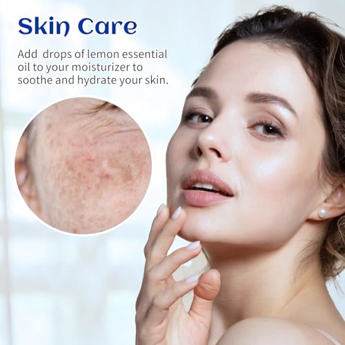 Image of HIQILI Lemon Essential Oil for Cleaning, Degreasing & Household Use, Skin Care, Aromatherapy, Diffuser - 16 Fl Oz