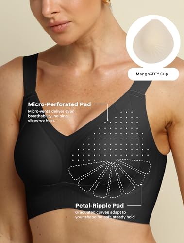 Image of COMFELIE Wireless Bra No Underwire Full Coverage Large Bust Support Side Smoothing Black