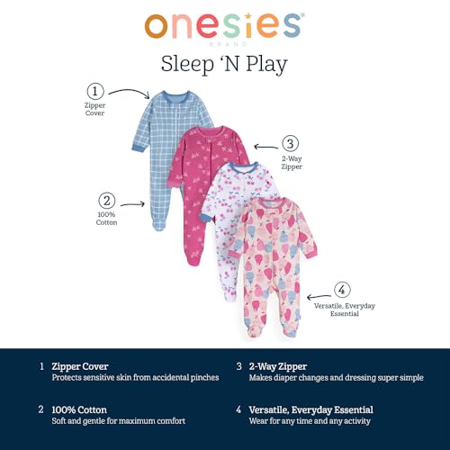 Image of ONESIES Brand Baby Boys Sleepers 4-Pack Footies and Toddler Set