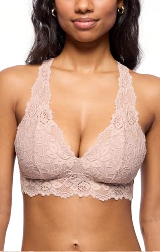 Mia Lace Bralette for Women, Unpadded and Unlined Wireless Bra, Perfect Racerback Everyday Lingerie (Medium, Moonshell)