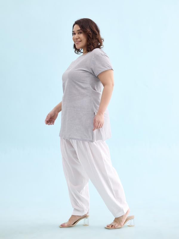 Image of GO COLORS Soft Cotton Salwar for Women | Relaxed Fit, Mid Rise, Ankle Length, Drawstrings