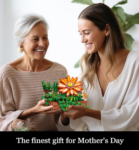 Image of 924 Pieces Sunflower Bonsai Plant Building Set, Compatible with Lego Flower Building Sets, Exquisite Plant Model for Adults, Perfect for Mothers Day & Birthday Display