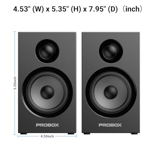 Image of Powered Bookshelf Speakers HiFi Computer Gaming Monitors with Bluetooth 5.3 & 24-Bit USB DAC Stereo Speaker PC Speakers 3.5 inch Woofer,1 inch Silk Dome Tweeter, Adjustable Bass /Treble BT16-Black