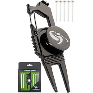 Golf Divot Tool with Golf Ball Marker and Golf Tees 3 1/4 inch – Golf Gifts for Men – Golf Accessories for Women