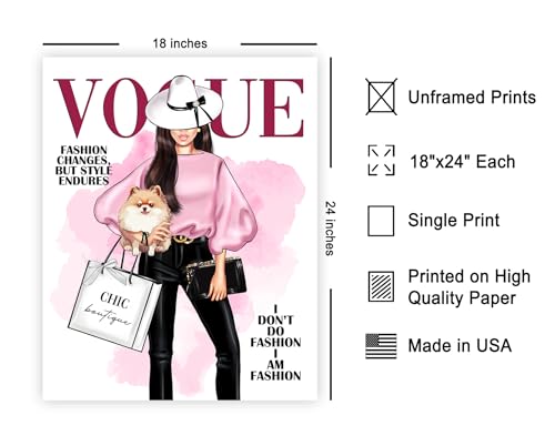 Image of Poster Master Lady with Dog Print - I Am Fashion Poster - Modern Trendy Art - Chic Gift for Women & Fashionista - Haute Couture Decor for Bedroom or Girls Room - 18x24 Unframed Wall Art