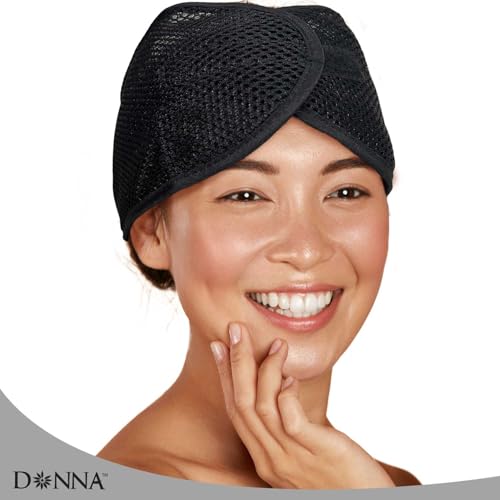 DONNA Deluxe Foam Mesh Wrap with Vitamin E, Head Wraps for Black Women, Hair Wrap for Sleep, Hair Nets for Sleeping, Mesh Hair Wrap, Silk Head Wrap, Black Color 1pc