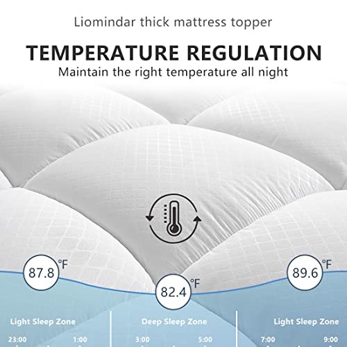 Liomindar King Mattress Topper Extra Thick Mattress Pad Cover Super Soft Breathable Down Alternative Fill Pillow Top Bed Topper With 8-21Inch Deep Pocket #TOP2