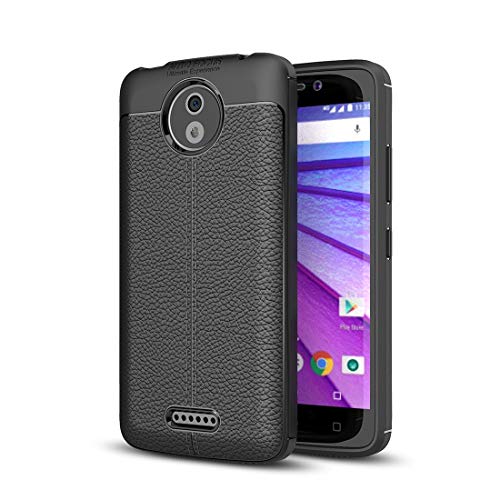 Coque pour Motorola Moto C en tpu litchi noir pour une protection quotidienne élégante