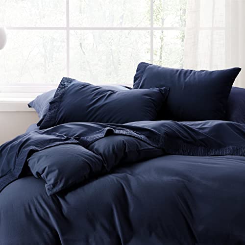 Bedsure Queen Sheets Navy - Soft 1800 Sheets For Queen Size Bed, 4 Pieces Hotel Luxury Queen Sheet Set, Easy Care Polyester Microfiber Cooling Bed Sheet Set #TOP2