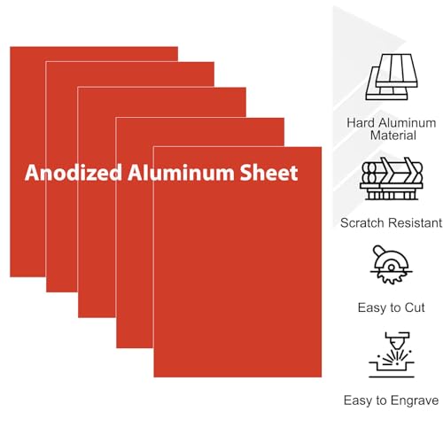 Image of 10Pcs Red Anodized Aluminum Sheet 5 inch x 7 inch x 1 /32 inch (0.8mm) Corrosion-Resistant Metal Plates for Laser Engraving, DIY Crafting, Sign Making, Home Decor