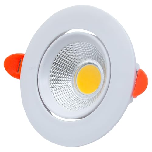 Duravel 7W LED Recessed Downlight COB Spotlight Adjustable Ceiling Light Life Span 15000 Hours(Warm White)