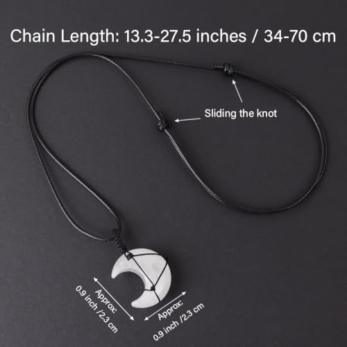YJTSWDXY Natural Gemstone Moon Pendant Necklace Healing Crystal Stone Moon Necklace Adjustable Wax Rope for Women Men (Clear Quartz) by YJTSWDXY - Used condition - Image 2