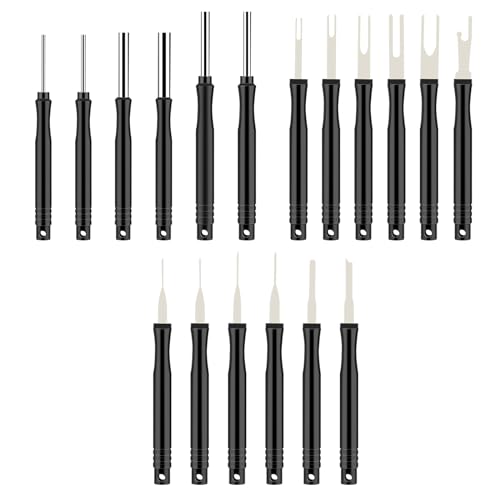 Grevosea Terminal Removal Tool Kit for Car, 18 Pieces Electrical Pin Removal Tool Kit Electrical Wire Connector Pin Release Extractor Tool Set for Most Connector Terminal Household Devices Black