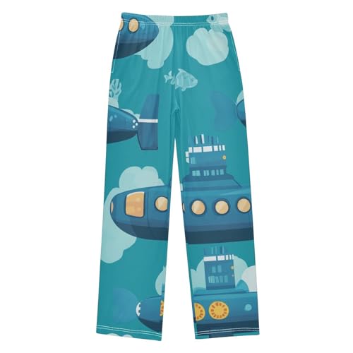 ZZXXB Cartoon Submarine Boys Long Pants Soft Trousers Elastic Waist Kids Lounge Bottoms with Pockets S-XL
