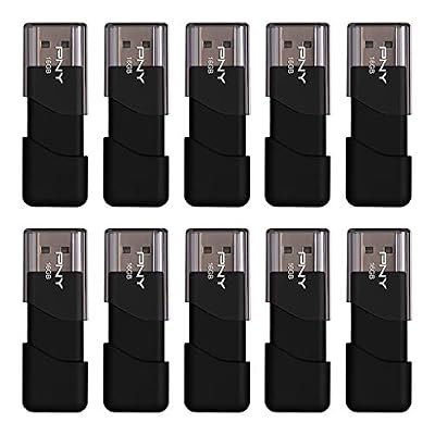PNY 16GB Attaché 3 USB 2.0 Flash Drive, Black (Pack of 10)