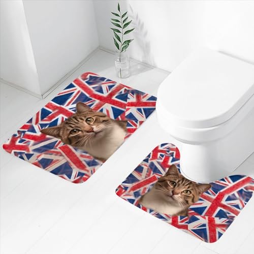 Tapis de bain absorbant chat en U et ensemble de douche doux antidérapant - 4