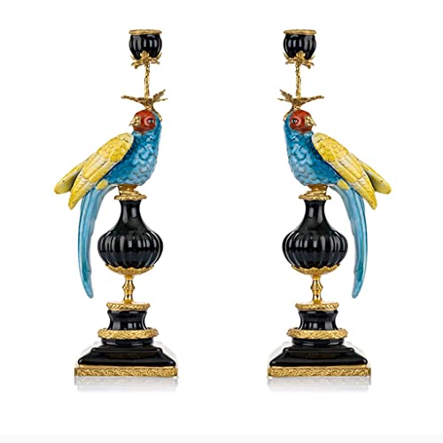 Image of Candle Holder Nordic Luxury Ceramic Copper Parrot Candlestick Decoration Retro Luxury Home Desktop Crafts Decoration Centerpiece Table Decorations