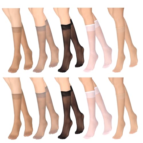 Opiniones de Calcetines hasta la rodilla para Mujer para comprar hoy. 43 Salbsever - 10 pares de medias transparentes hasta la rodilla para mujer, calcetines de nailon para mujer, medias altas hasta el muslo, calcetines transparentes para pantalones, 5...