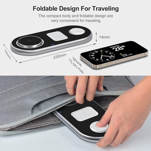 Image of 3 in 1 Charging Station for Apple Devices, Faster Mag-Safe Charger Stand, Magnetic Wireless Charger Station for iPhone 17 16 15 14 13 12 Pro Max Plus, Apple Watch iwacth & AirPods, Adjustable Angle