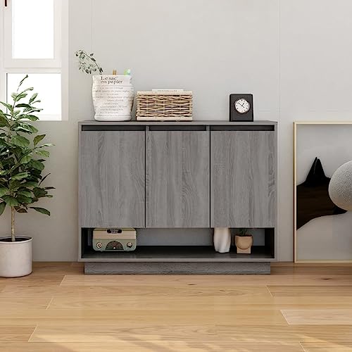 NQJIBUE Aparador Sonoma gris 97 x 31 x 75 cm, madera de ingeniería, armarios y almacenamiento, bufés y aparadores
