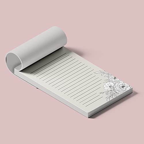 Image of Dashleigh Lux Floral Ivory and Black Notepad, 100 Sheets (5x8 in. - Lined)