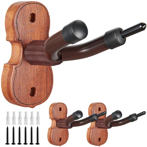 KKG Violin Wall Mount Violin Hanger 3 Pack with Bow Hook Home & Studio Rosewood Violin/Viola Stand