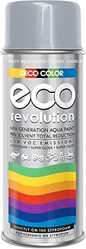 ECO Revolution Water Based ACRYL Spray Paint 400ml STYROFOAM POLYSTYRENE Fabrics Flowers Sensitive Materials Art Decor Craft DIY (RAL 7001 Grey)