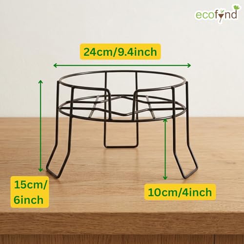 Image of ecofynd Round Heavy Duty Cole Matka Stand for Kitchen, Water Pot Stand, Terracotta Stand for Kitchen Utensils, Multipurpose Dispenser Rack, Pot Stand, Jar Holder, (PS302-BLK)