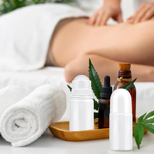3 Stück 50ml Kunststoff Leer Roller Flaschen Nachfüllbare Roll-On Deo-Flaschen für Duftöle Parfüm Reisen (weiß)