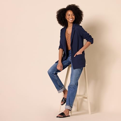 Amazon Essentials Women's Relaxed-Fit Soft Ponte Blazer, Navy, 5X - image 4