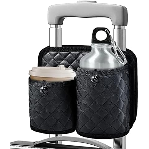 AuSletie Luggage Travel Cup Holder Luggage Drink Holder for Different Size Cup Bottle, Luggage Drink Caddy Cover