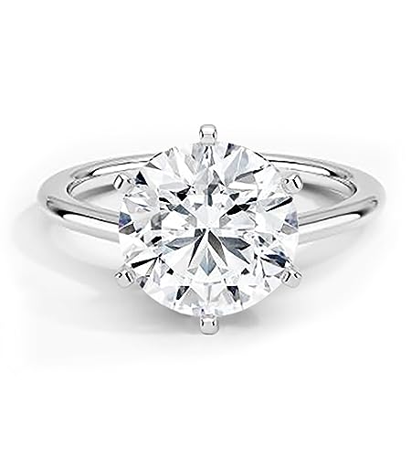IVY & BAUBLE 1 Carat, 2 Carat, 3.5 Carat CZ Round Solitaire Engagement Ring in White Gold Plating, Size 5-10