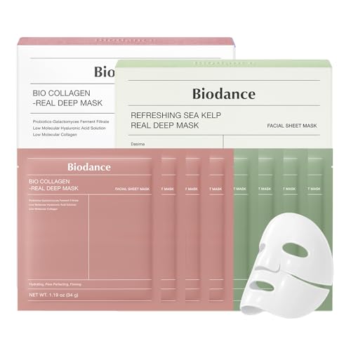 BIODANCE Clear Glow Mask Duo: Bio Collagen & Sea Kelp Real Deep Mask, Gel Face Mask Set for Glass Skin, Pluming, Calming, Korean Skincare Set, Korean Skin Care, Gifts for women, Skin Care Set